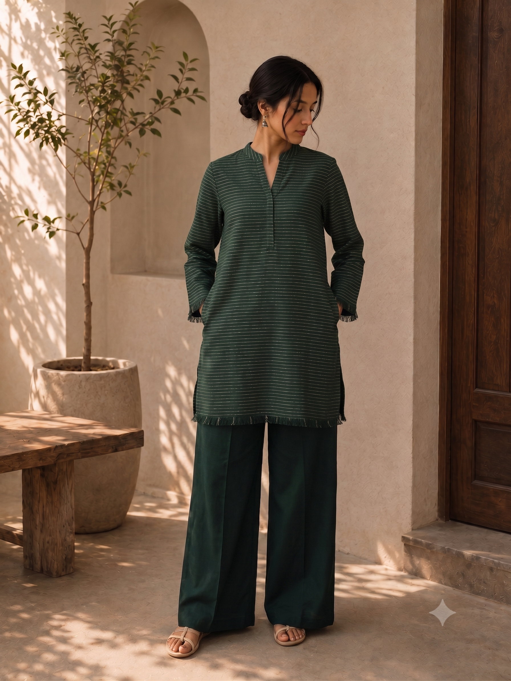 Zari Weave Lawn (Dark Green)