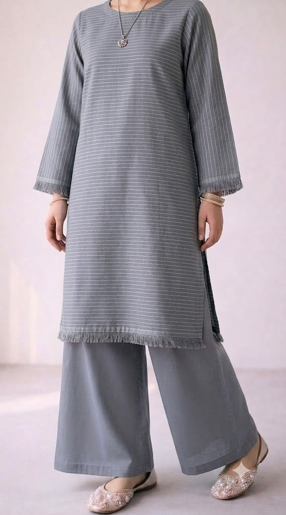 Zari Weave Lawn (Grey Shiny)
