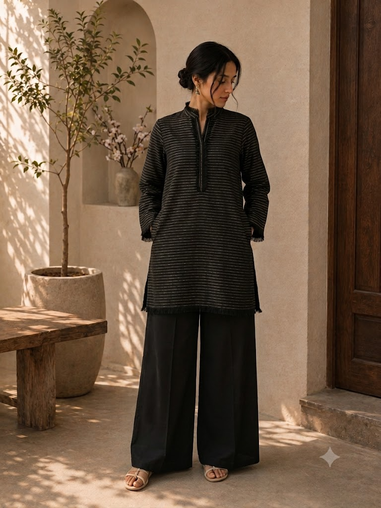 Zari Weave Lawn (Black Shiny)